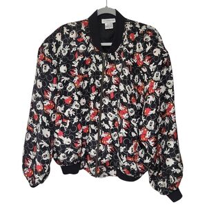 Disney Bomber Jacket Mickey Mouse Print vintage 90's 100% Silk Size M unisex